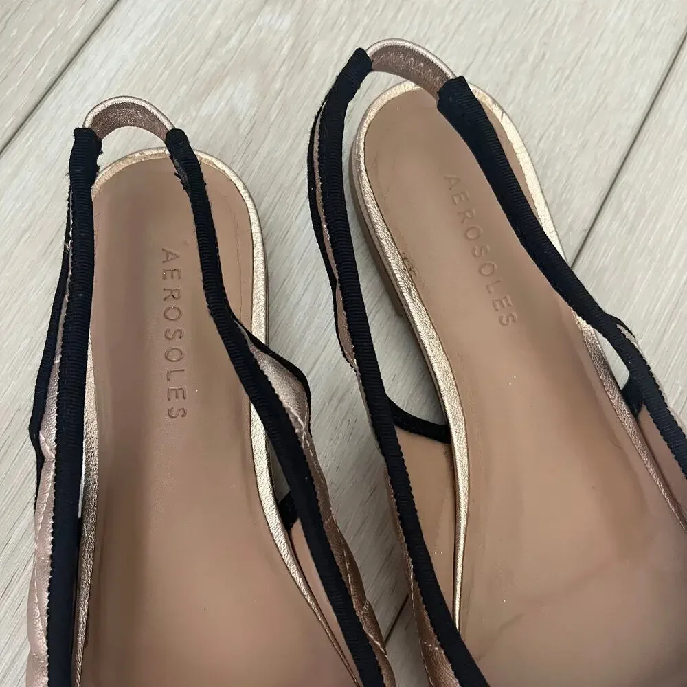 AEROSOLES 'Catarina' Women's 9M Quilted Rose Gold Sling Back Ballet Flat